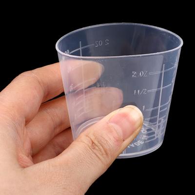 10 ks 60 ml Laboratórny plastový odmerný pohár s odstupňovaním Jasná stupnica