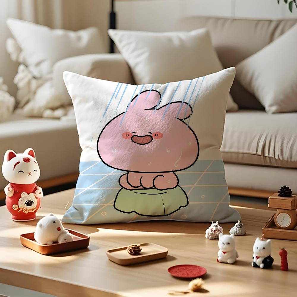 Asamimichaan Asleep Cute Asamimi Cushion Cover Silky Short Plush With Invisible Zipper Dustproof Sofa Pillow Case For Home Decor