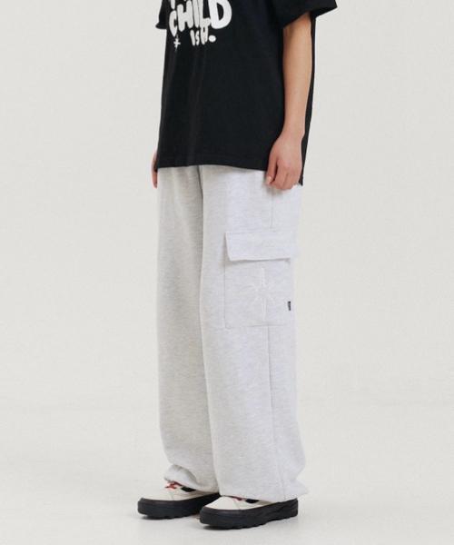 THE FACO Favicon Cargo Jogger Pants White Melange