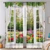2 Stück Fensterbank Garten Druck Vorhänge geeignet für Schlafzimmer Wohnzimmer Küchendekoration Heimdekoration Fenster Vorhang
