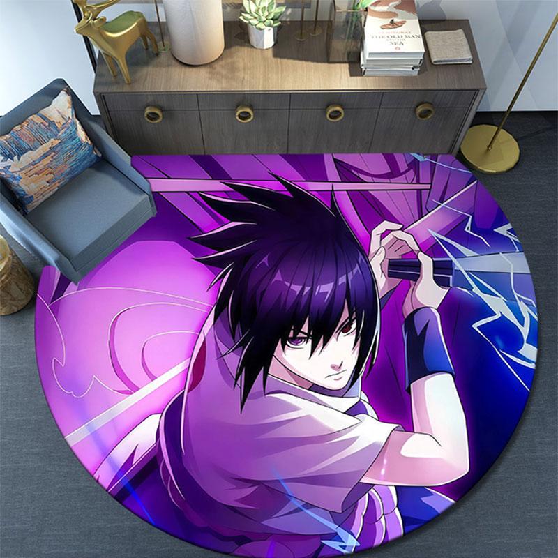 Sasuke Uchiha,Round Area Rug,Carpet Rug for Living Room Bedroom Sofa Playroom Decor,Non-slip Floor Mat