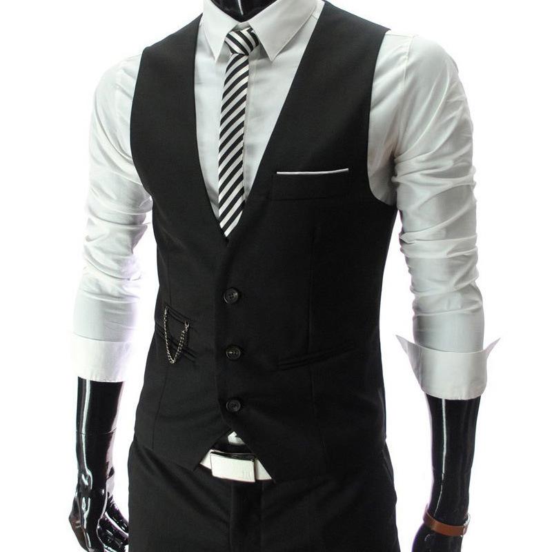 Korean Slim Fit V-Neck Men's Three-Button Suit Vest - Trendy British Business Waistcoat