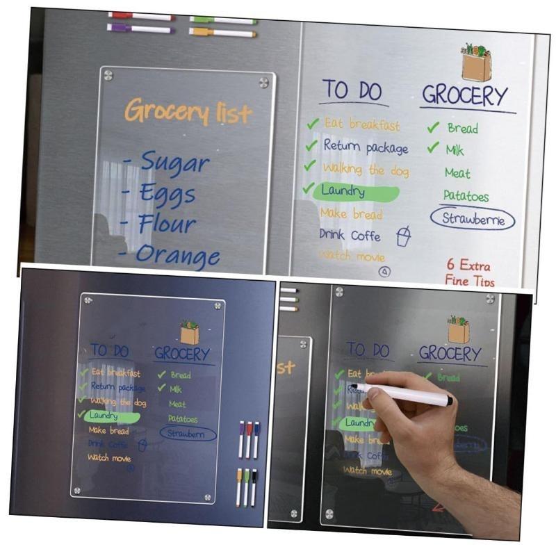 1Pcs Magnetic Transparent Acrylic Week Plan Message Board Scratchable Magnetic Refrigerator Sticker