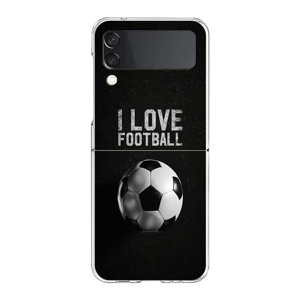 Football Sport Soccer Hard PC Phone Case For Samsung Galaxy Z Flip 4 5 6 Black Cover For Galaxy Z Flip 3 Foldable Shockproof Bag
