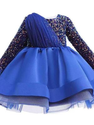 Europäisches & Amerikanisches grenzüberschreitendes Pailletten-Prinzessinnen-Langarm-Abendkleid für Alter 1