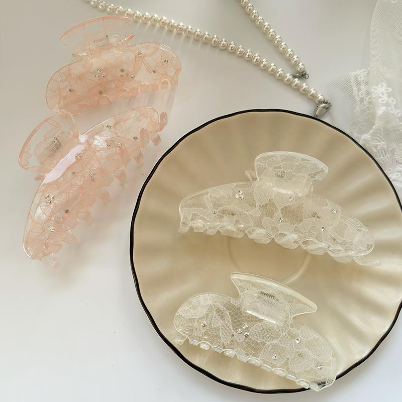 New Korean Woman Senior Lace Pattern Hair Claw Barrettes Girl Fashion Hair Clips Hair Headwear Hair Accessories Hairpins