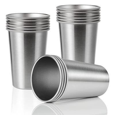 LMETJMA 500ML Stainless Steel Pint Cups Unbreakable Water Tumblers Stackable Reusable Metal Tumbler Cups For Kids Travel JT66