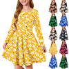 Girls' Summer Princess Dress - Long Sleeve A-Line T-Shirt Dress