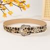 Women's Vintage Engraved Buckle Leopard Print Beaded Sexy Belt Jeans Versatile Decorative Belt Suitable for Everyday Use Hot