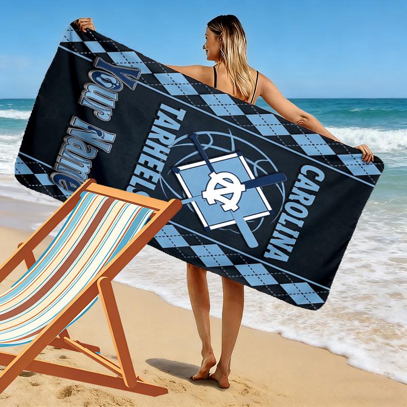 Name Custom North Carolina Print Beach Towel, Large Soft Quick Dry Towel for Beach Camping Swimming