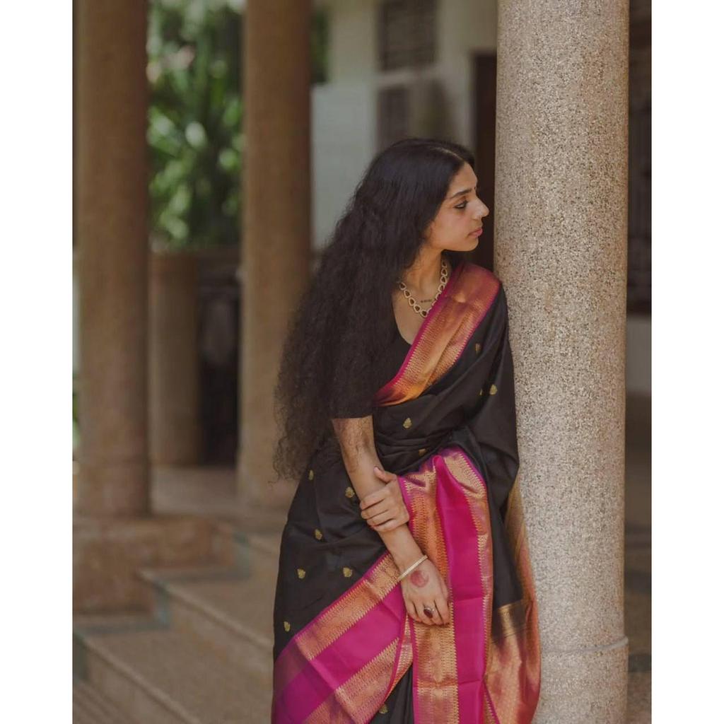 New Launch - Soft Lychee Silk Saree with Rich Pallu and All Over Jacquard Work