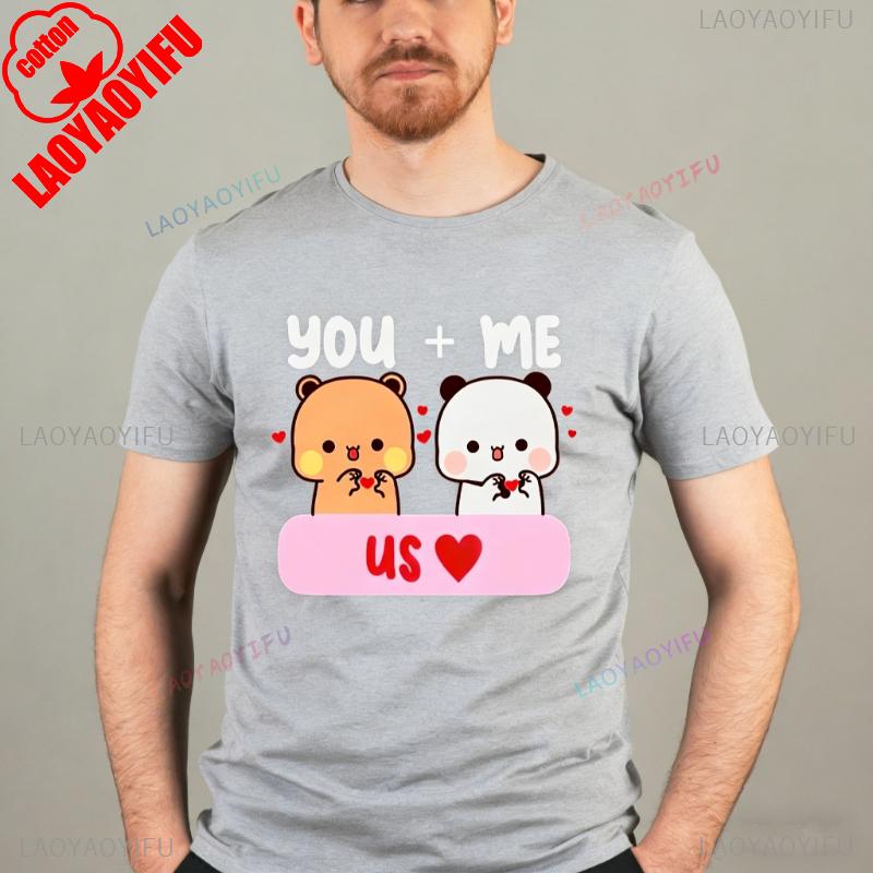 Kawaii DUDU BUBU Amoureux Couples Toi et Moi Pour Toujours Mignons Oursons de Dessin Animé Couple T-shirt Assorti Mode Décontracté T-shirt Imprimé Hauts