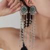 Exotic Bohemian Rhinestone Tassel Earrings: Retro, Indian-Inspired, Long, and Bold.