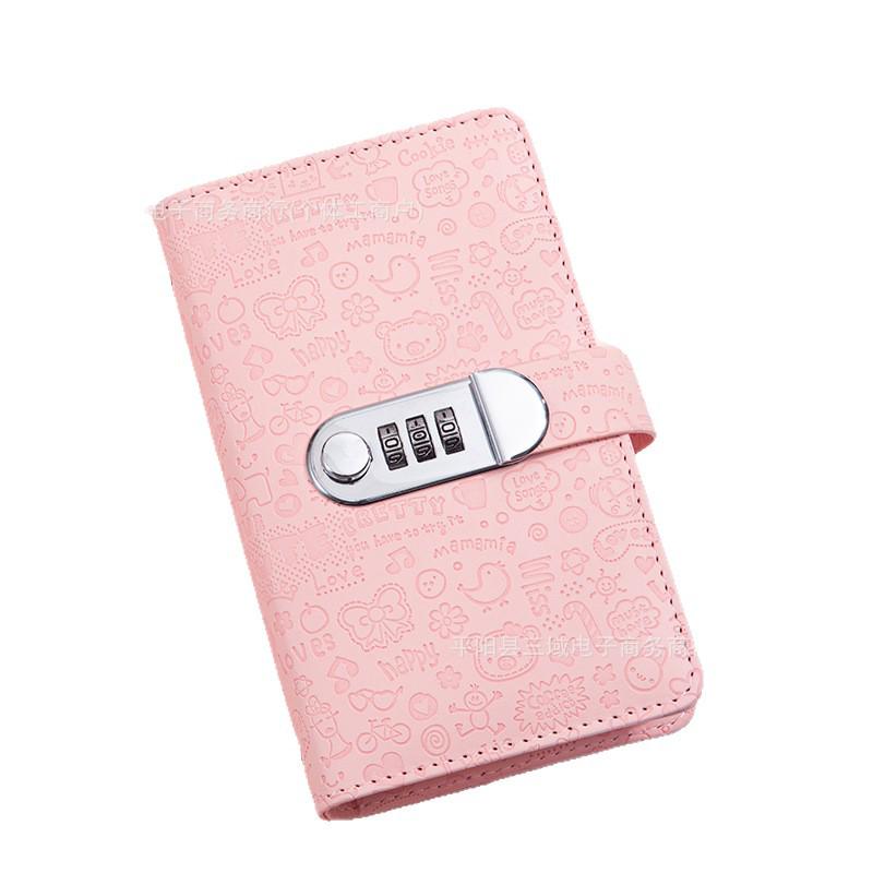 A6 Password Lock Color-Changing Leather Macaron Budget Diary with Floral Pattern Money Box