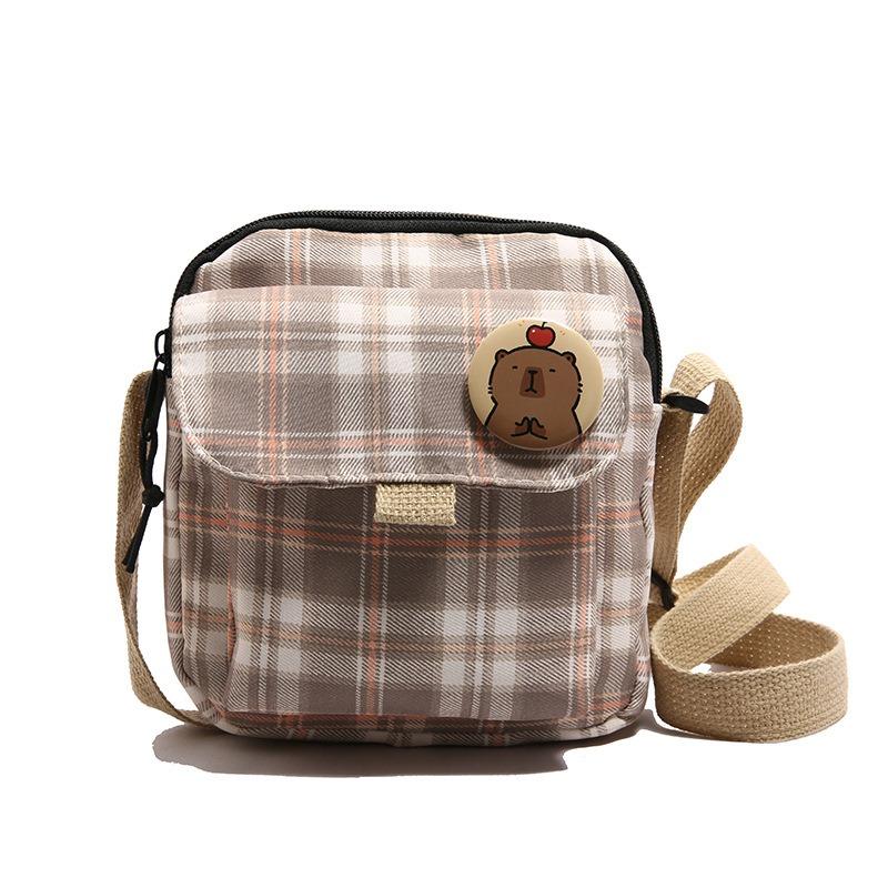 Woolen Plaid Retro Small Square Bag Niche Casual Shoulder Bag Messenger Bag Popular Bag