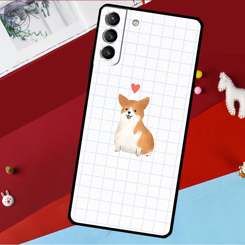 Cartoon Corgi Funda For Samsung Galaxy S26 Ultra S24 S22 S23 S25 Plus S20 S21 FE S9 S10 S25 FE Phone Case