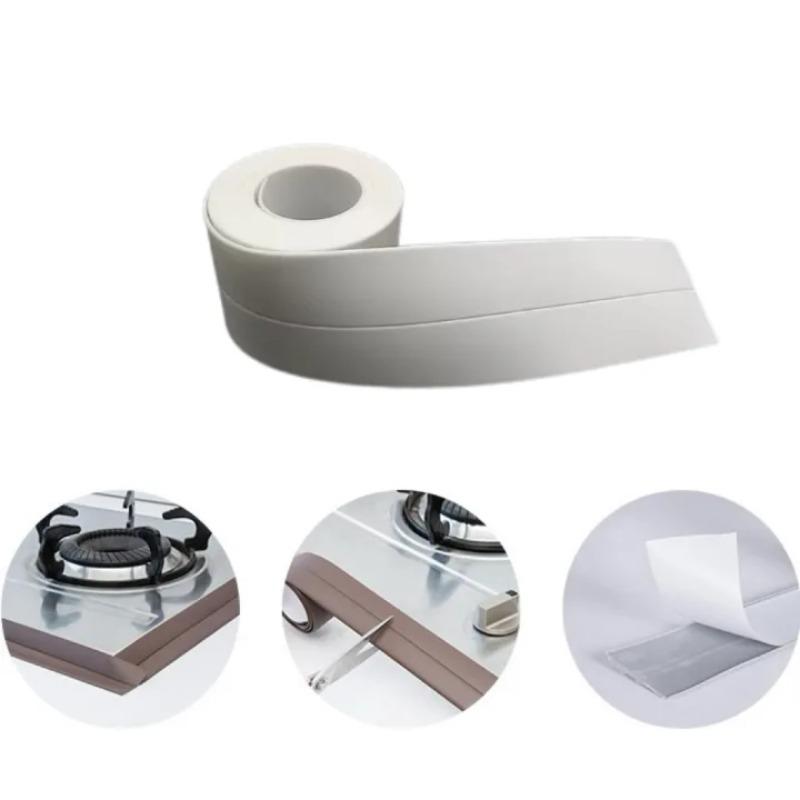 Kitchen Sink Anti Mold and Waterproof Tape Bathroom Toilet Sticker Wall Corner Gap Sealing Strip, Self-adhesive Seam Beauty Tape (White,2.2CM&1M)