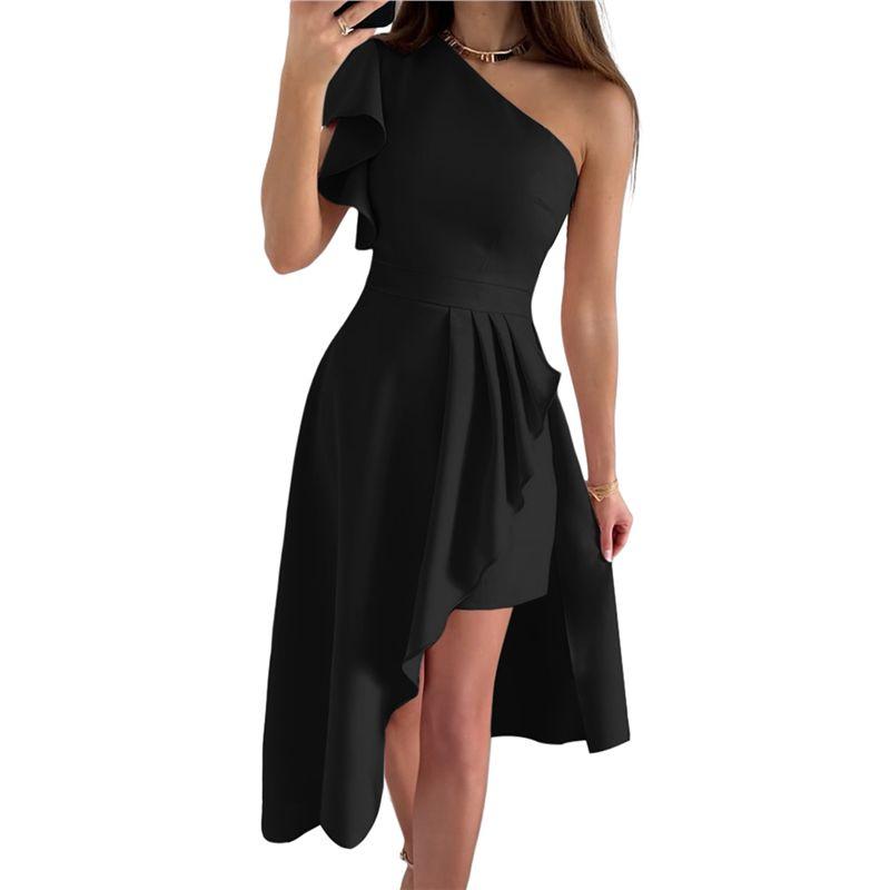 American Shiying High-Grade off-Shoulder Dress Women 2025 Summer New Sexy Side Slit High Waist Short Dress