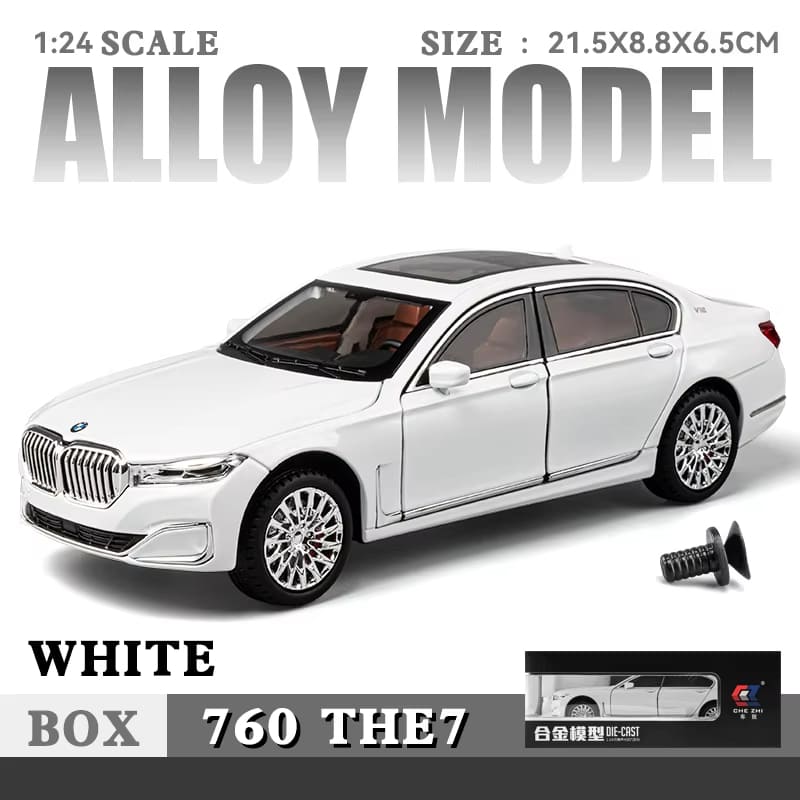 1/24 BMW 760Li Komputerowe ozdoby na biurko Stop metalu Odlew ciśnieniowy Model samochodu Zabawki dla dzieci Dekoracja butikowa Odpowiednia dla nastolatków Prezent