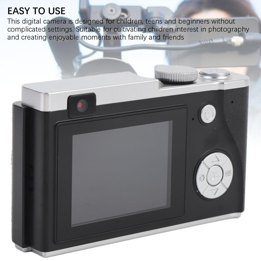 4K Digital Camera for Photography, 64MP Vlogging Camera with 16x Zoom, Vintage CCD Selfie Camera, 2.4-inch Screen Compact Camera, Retro Travel Camera