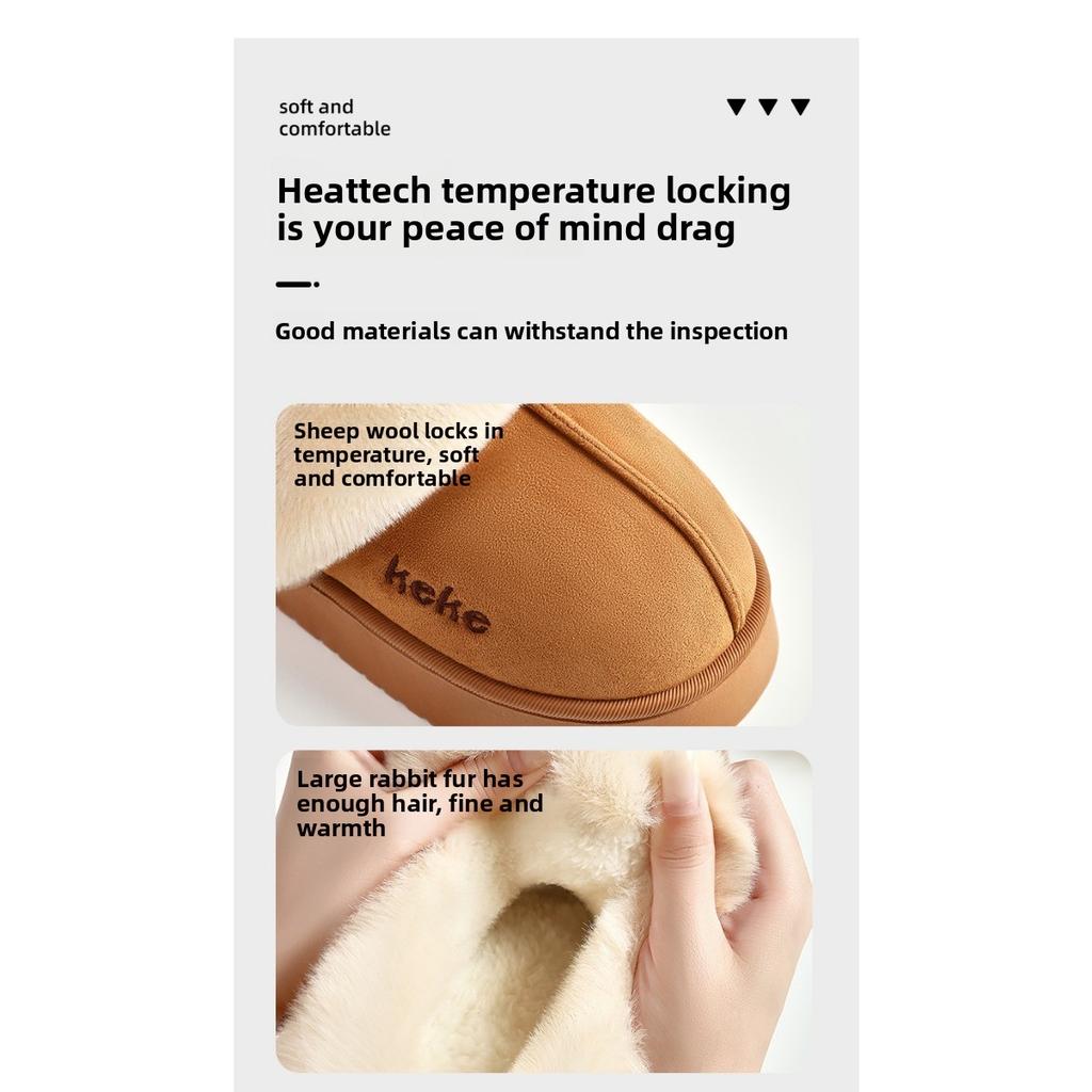 Winter Velvet Thickened Cotton Slippers for Women, Anti Slip and Warm for External Wear, Household Slippers for Indoor Use, Winter Cotton Slippers