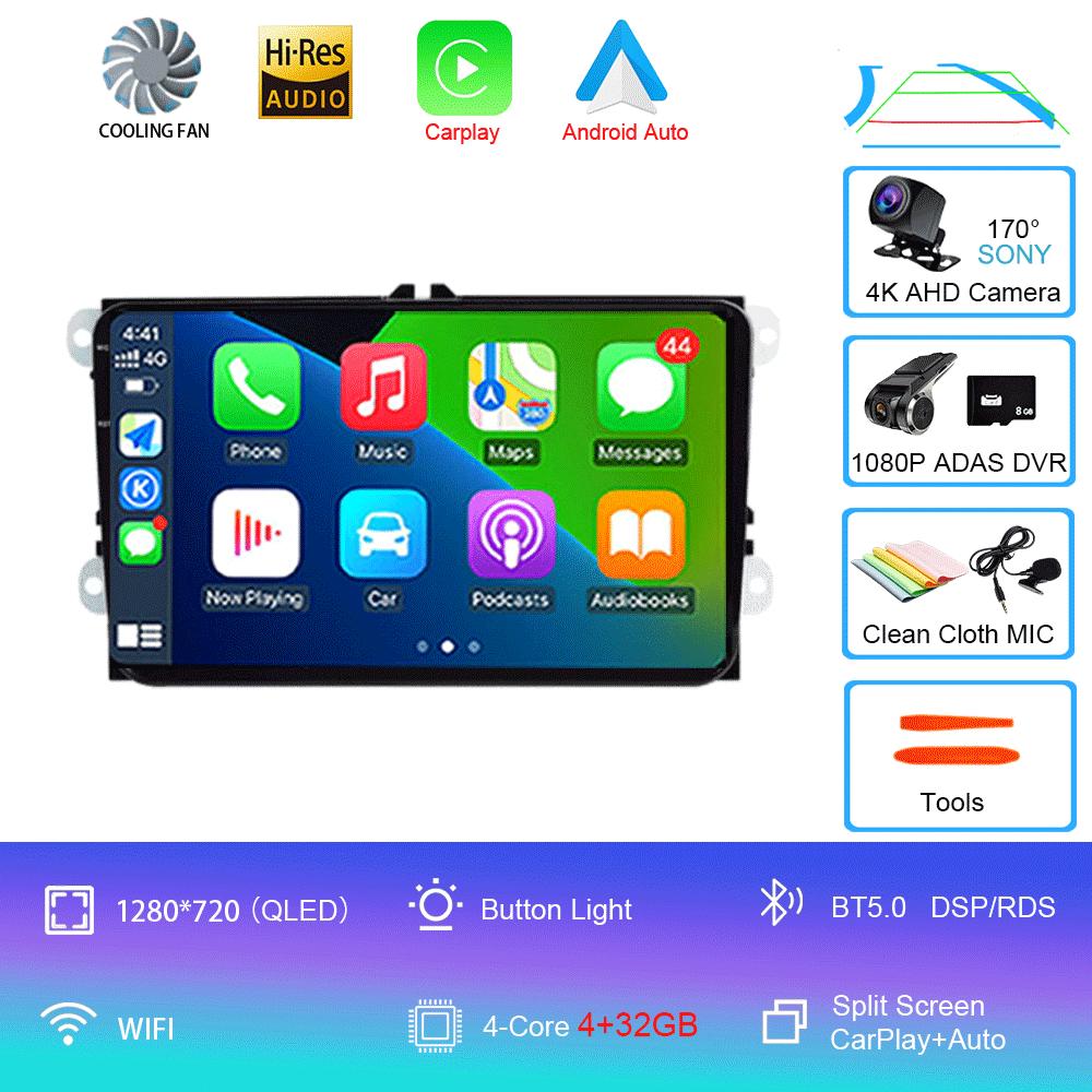 Android 14 For VW Volkswagen Skoda Octavia Golf 5 VW Touran Passat B6 Polo Tiguan Car Multimedia Radio Navigation GPS CarPlay