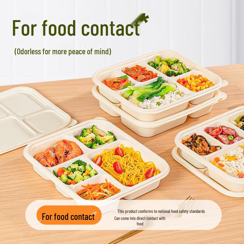 Temeiju Eco-Friendly 5-Compartment Disposable Meal Boxes