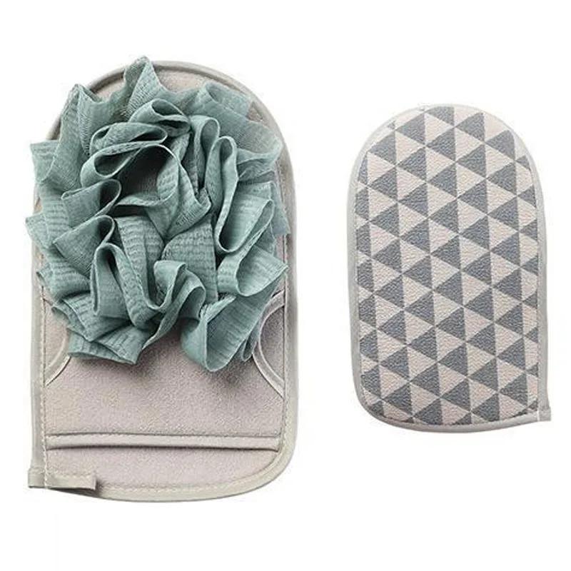 A Three-Color Optional Simple Flower Type Scrub Towel Glove Type Household Double-Sided Bath Products Strong Dust Rub Mud