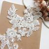 1 Pair White Lace Patches Applique 3D Flowers Wedding Dress DIY Clothing Decoration Accessories