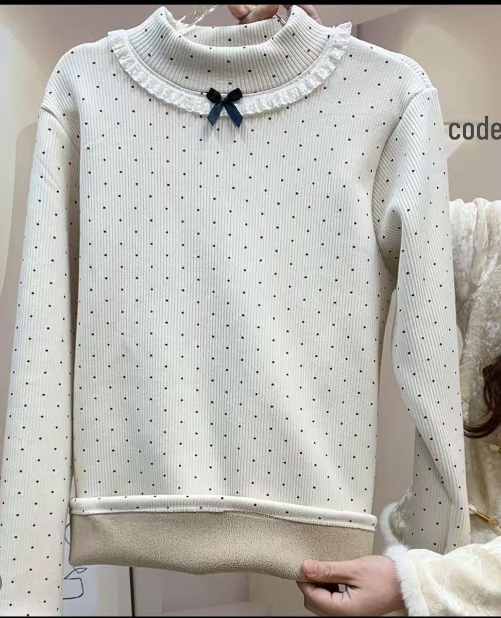 

Plus Size Velvet-Lined Warm Layer for Girls - Loose Fit, Round Neck, Autumn/Winter 160 (suggested weight 90-110 jin)