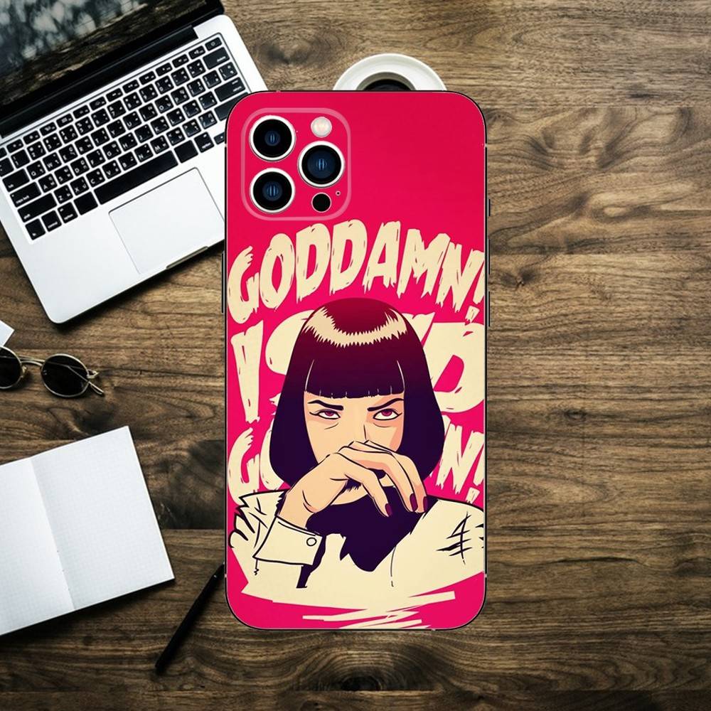 Pulp Fiction Movie Poster Phone Case For iPhone 16,15,14,13,12,11,XS,XR,X,8,7,Pro,Max,Plus,mini Silicone Black Cover