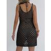 Women Summer Vest Dresses Hand Hook Flower Stiching Knitted Hollow Out Beach Bikini Cover Ups Halter Dress