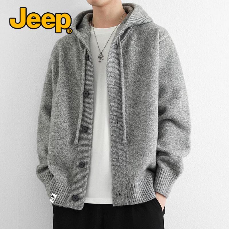 JEEP Men's Hooded Knitted Cardigan Jacket