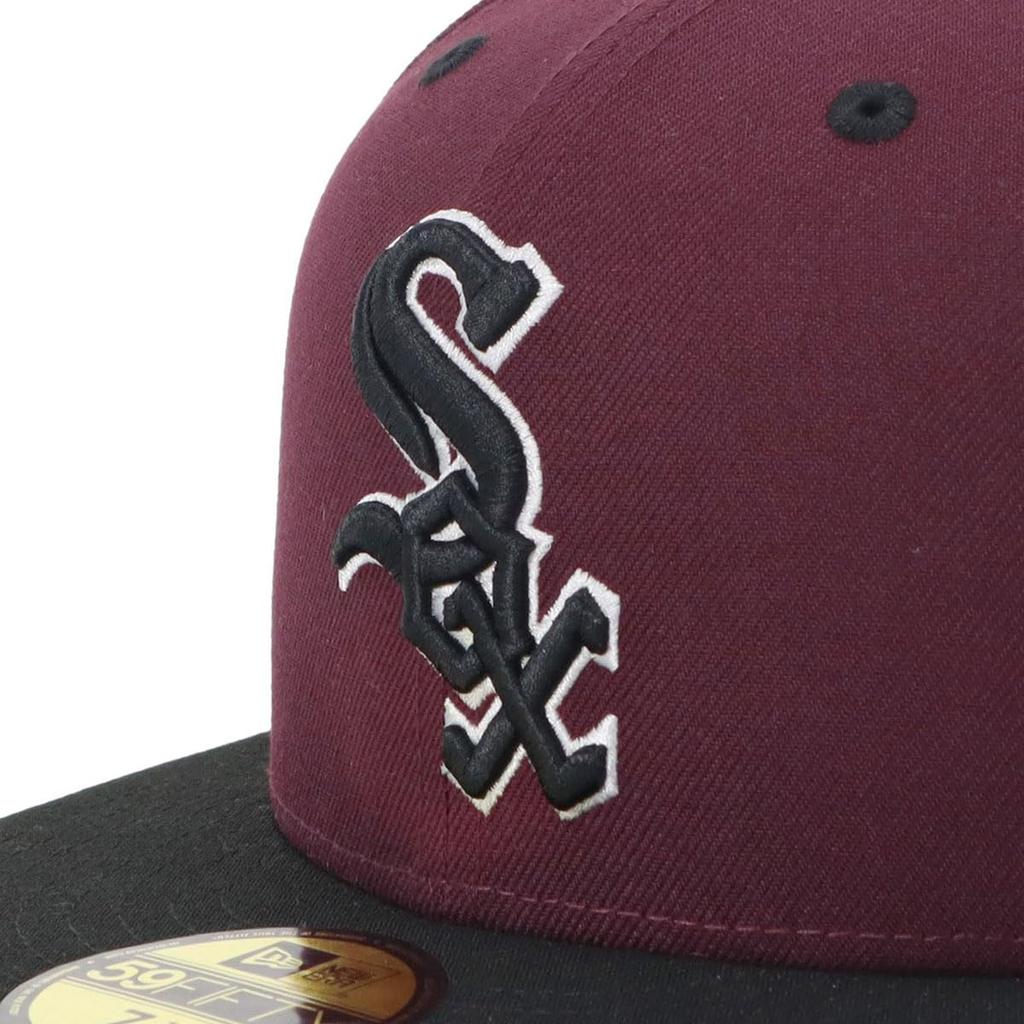 New Era 59FIFTY Side Patch MLB ONSPOTZ Special Edition CWS Size 7 5950 CHIWHICO WSC2005 MAR BLK Two-Tone Maroon/Black Cap, 1/2,