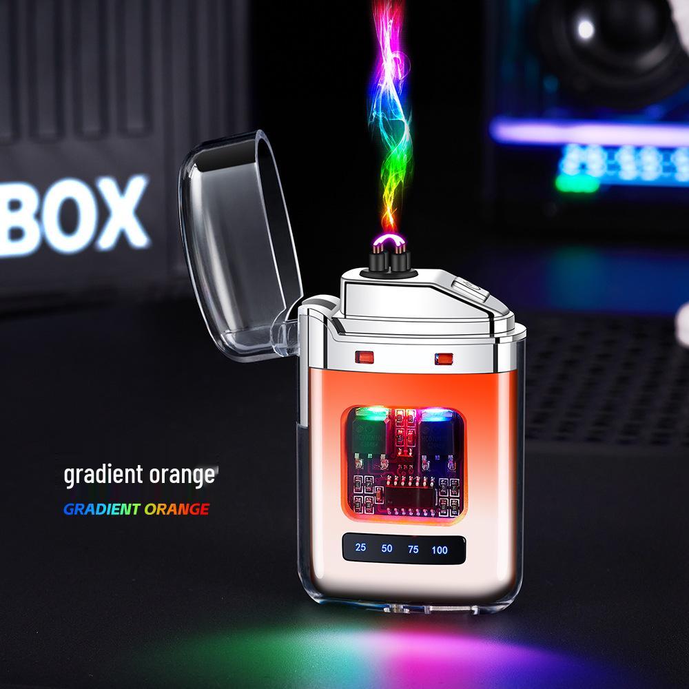 Transparent Gradient Electronic Pulse Windproof Double Arc Lighter Gift