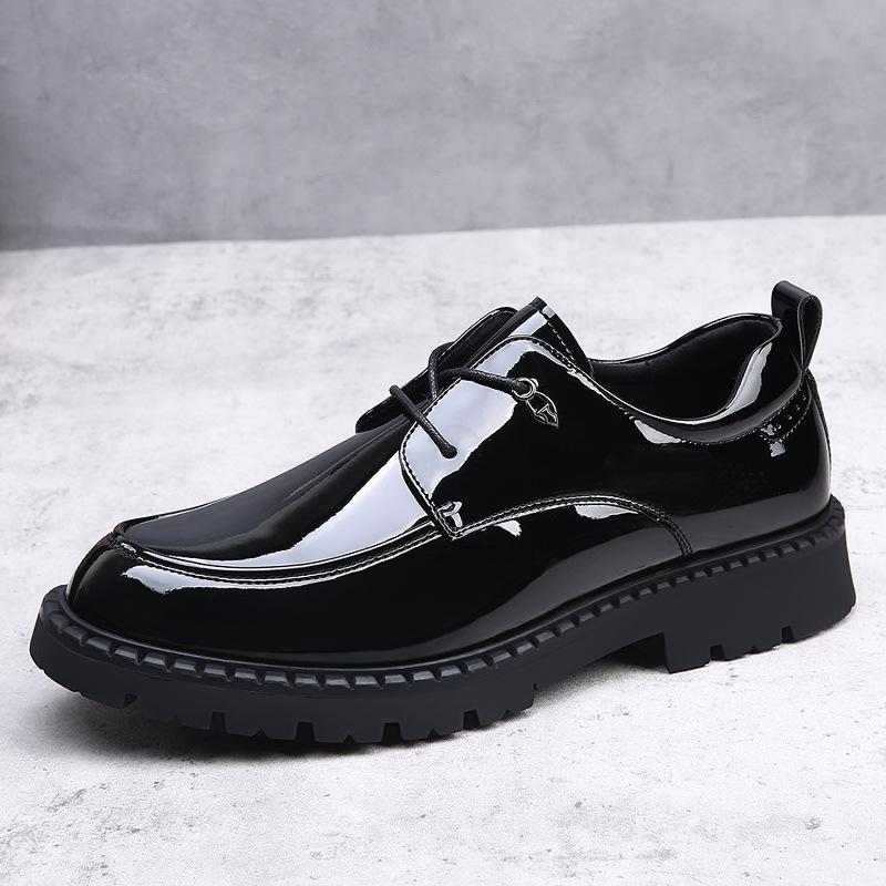 

Leather shoes men s green autumn new breathable men s casual shoes fashion British business formal men s shoes 38 чёрный