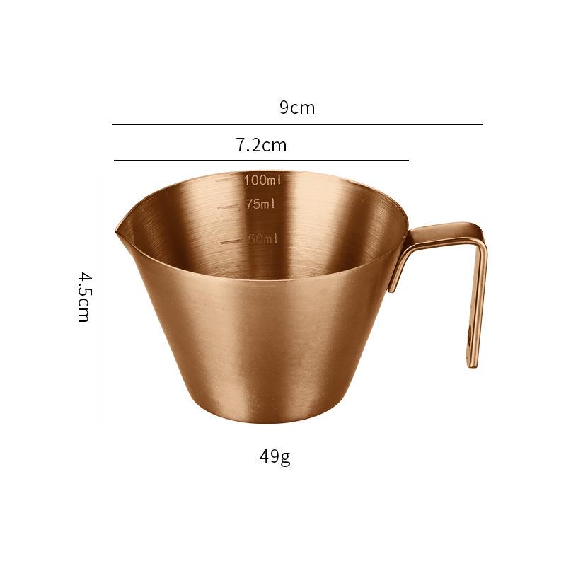 304 Stainless Steel Espresso 100ML Measuring Cup with Scale for Milk & Coffee