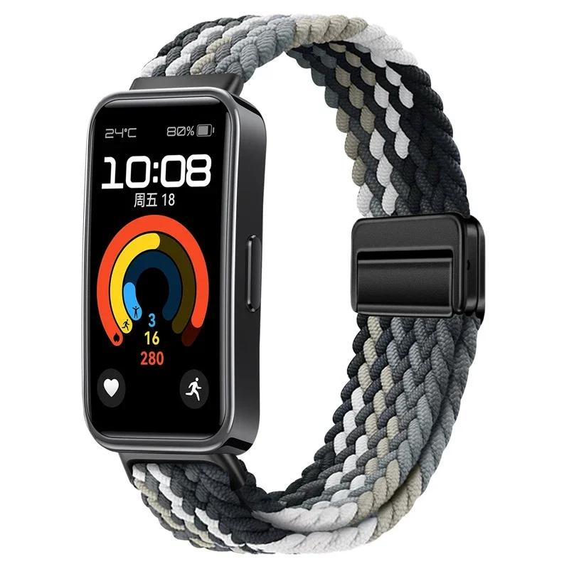 Magnetic Braided Loop Strap for Huawei Band 10 9 8 Accessories Adjustable Wristband Elastic Nylon Bracelet Huawei Band 9 Band 8