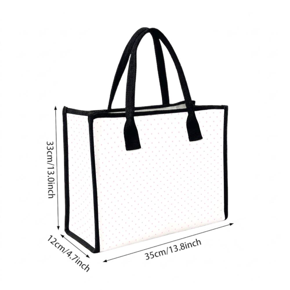 Polka Dot Canvas Tote Bag Large Casual Handbag for Daily Shopping Commute