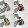 Color-Block Knitted Wrist Bag Japanese Style Wool Bucket Bag Little Mushroom Handbag  Shopping Bag