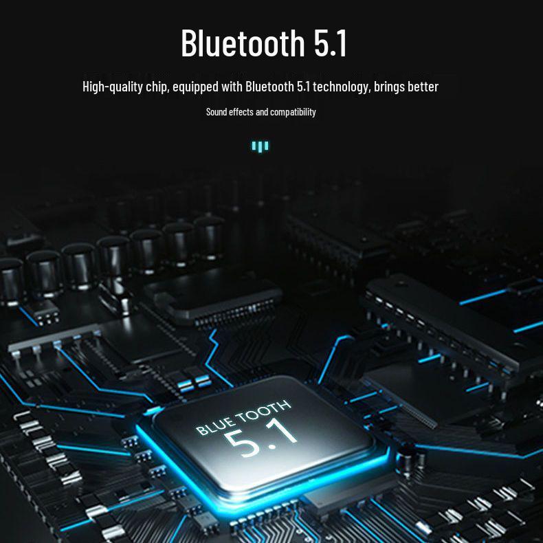 Ultra-Long Standby 5.1 Bluetooth Neckband Headphones with Card Slot & Heavy Bass, Compatible with Huawei, OPPO, Vivo, Apple.