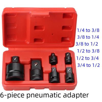 Pneumatic Socket To Square Conversion Joint Set: 1/4", 3/8", 1/2", 3/4", 1" - Black Phosphate Finish.