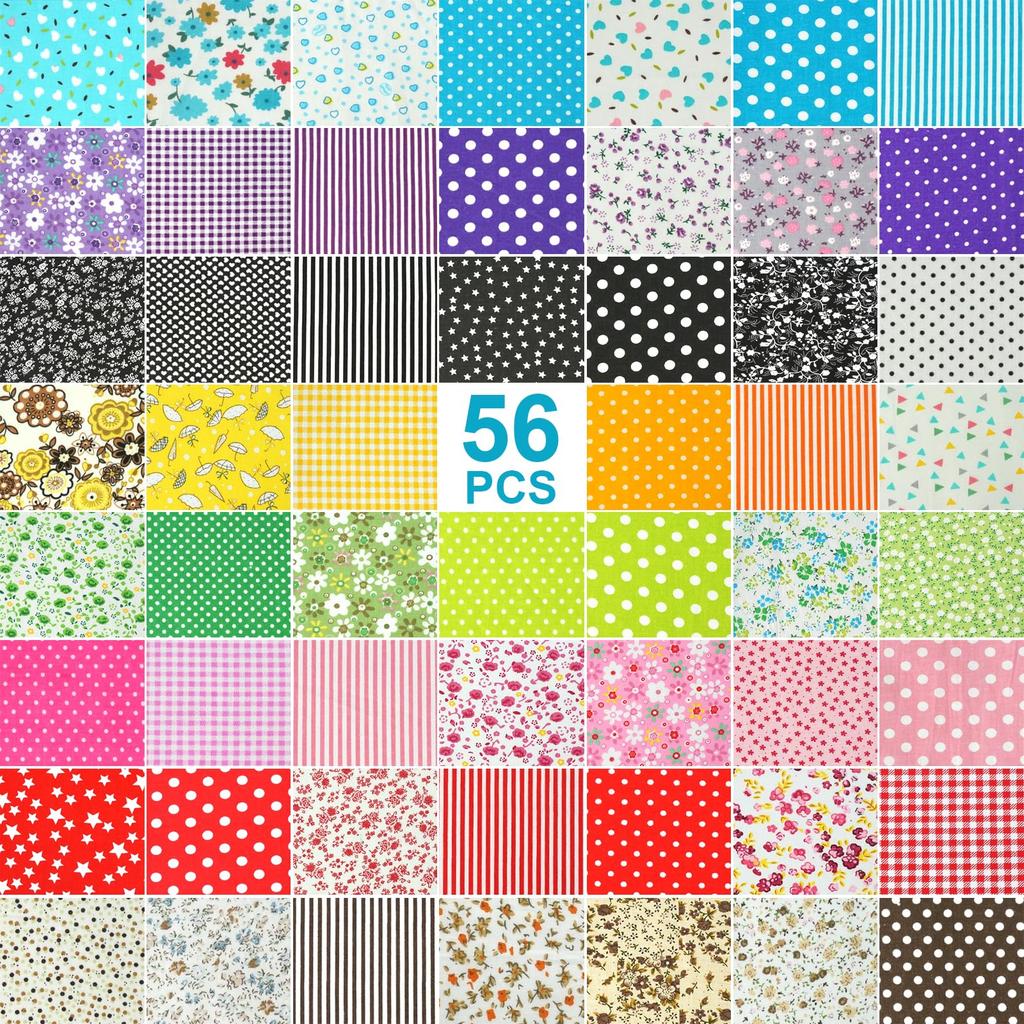 Blumen-Patchwork-Stoff Bedruckt Zuschnitt Niedlich Glücklich DIY 25x25cm 56-teiliges Set, 100% Baumwolle, Stoff, Stoffreste, Tasche, Basteln,