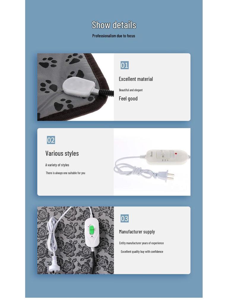 Pet-Safe 110V Waterproof & Durable Electric Heating Pad with EU & US Compatibility