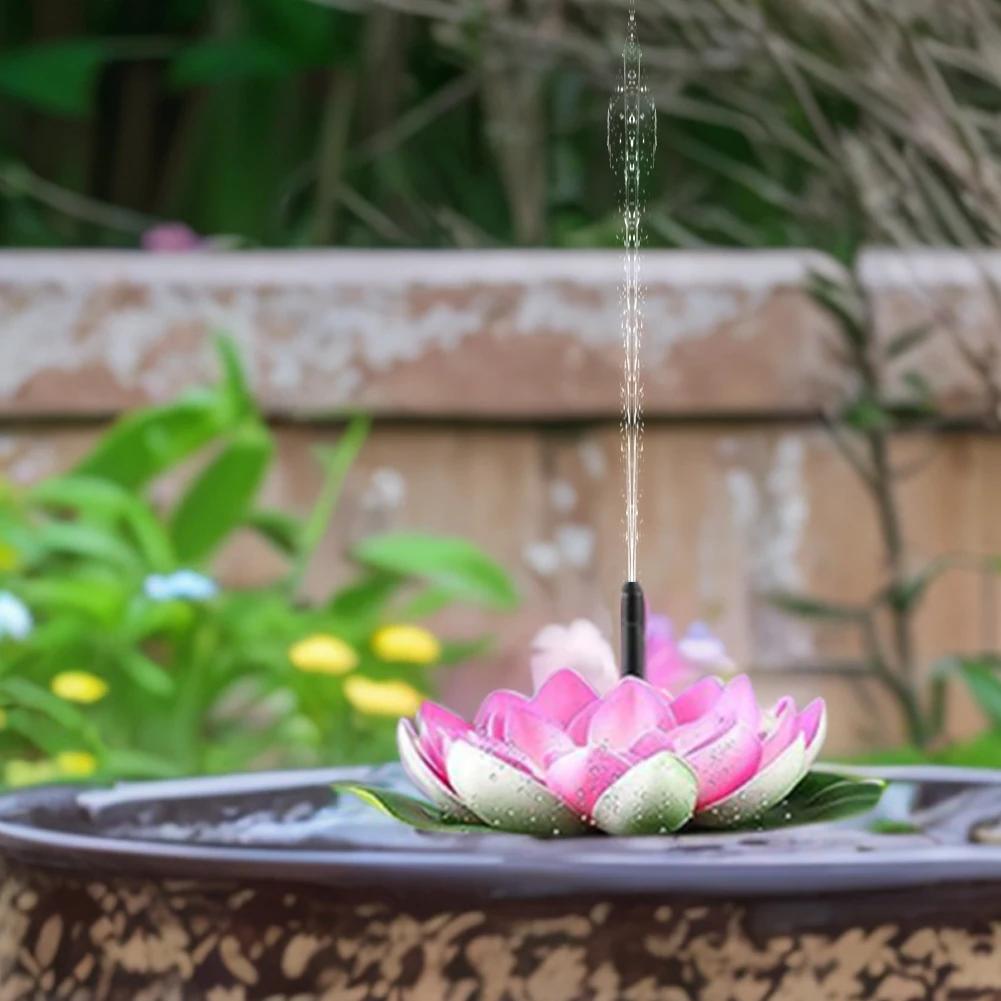 Lotus Solar Water Fountain Brushless Pump Mini Waterfall Fountain Artificial Lotus Flowers Fountain for Outdoor Bird Bath