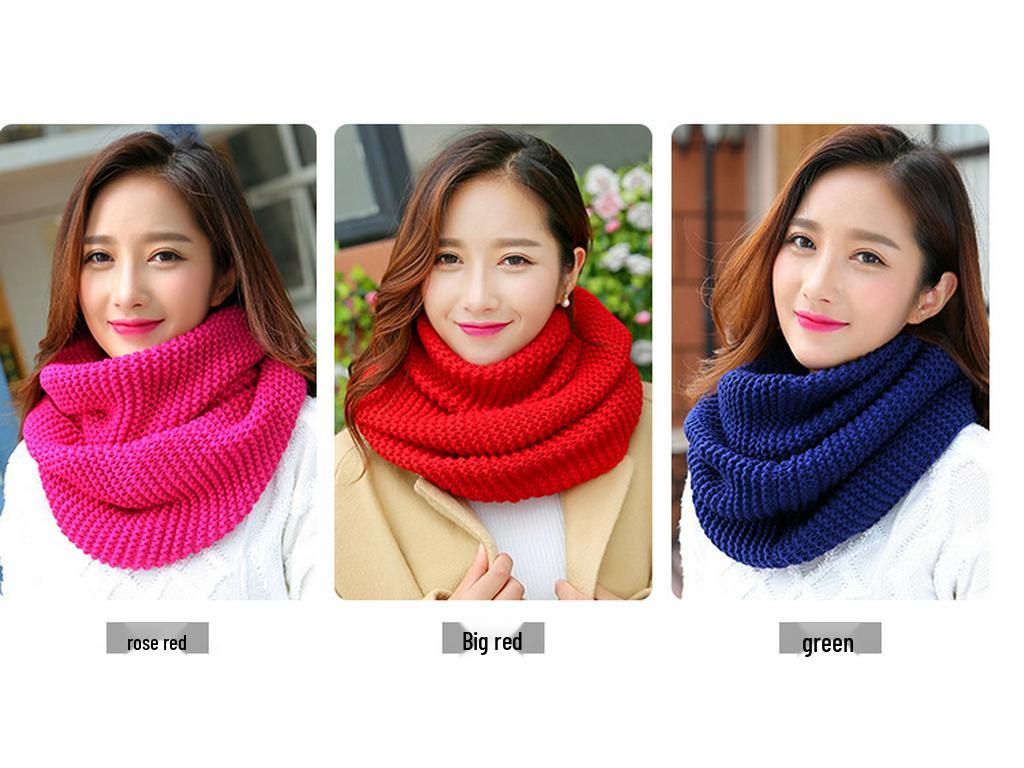 Women's Korean Style Solid Color Knit Wool Pullover Scarf - Autumn/Winter 2025