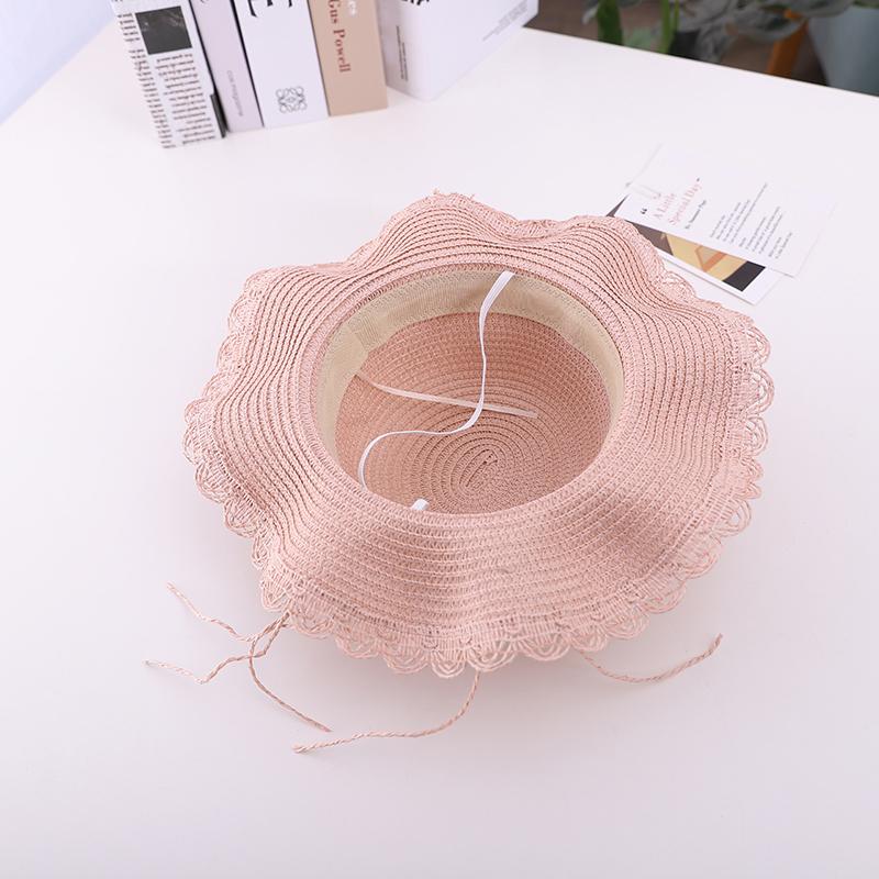 Summer Children'S Sun Hat Straw Hat Girls Large Brim Sun Hat Parent-Child Beach Hat Female Hat