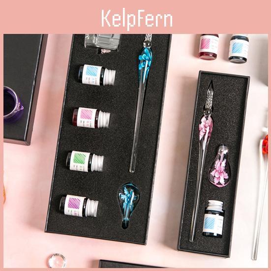 Pen Flower Pen 1set Fountain End Shape Smooth Writing Portable Crystal Dip Pen With Ink Gift