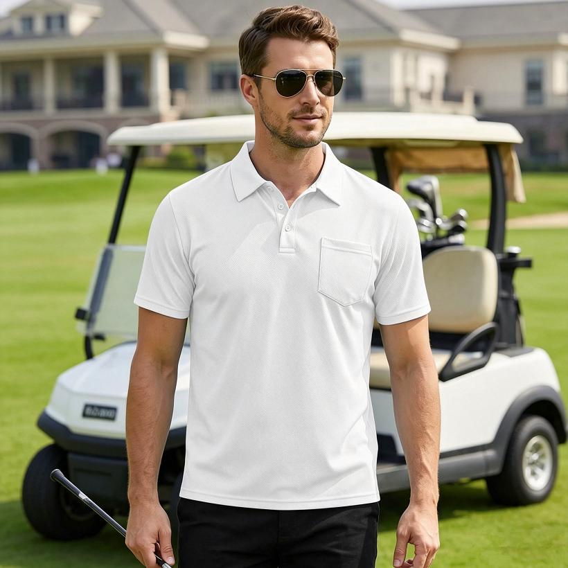 Men's Sporty Breathable Mesh Button-Up Pure Color Casual Shirt Summer Loose Fit Polyester Dry-Moisture Wicking Short Sleeve