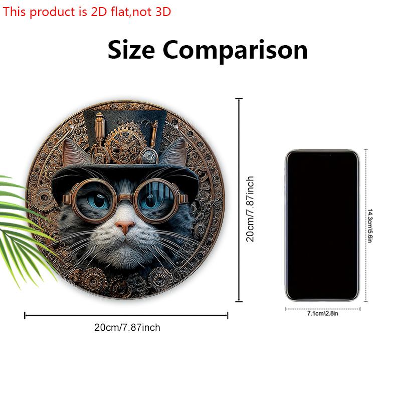 Retro Wooden Sign with Cool Cat Pattern - Unique Wall Pediments - Ideal for Front Door, Yard, Wall Decor